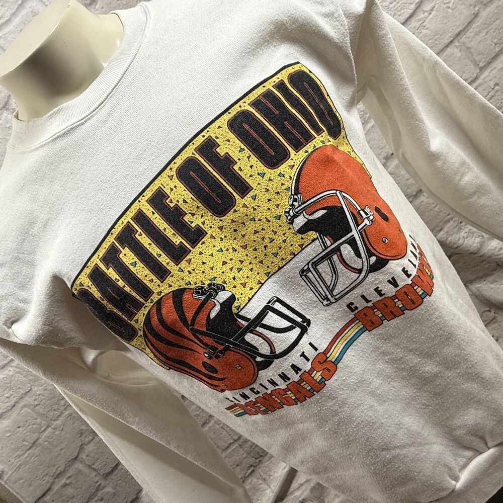 Vtg 90s Cincinnati Bengals VS Cleveland Browns Sweatshirt Large Battle Of Ohio